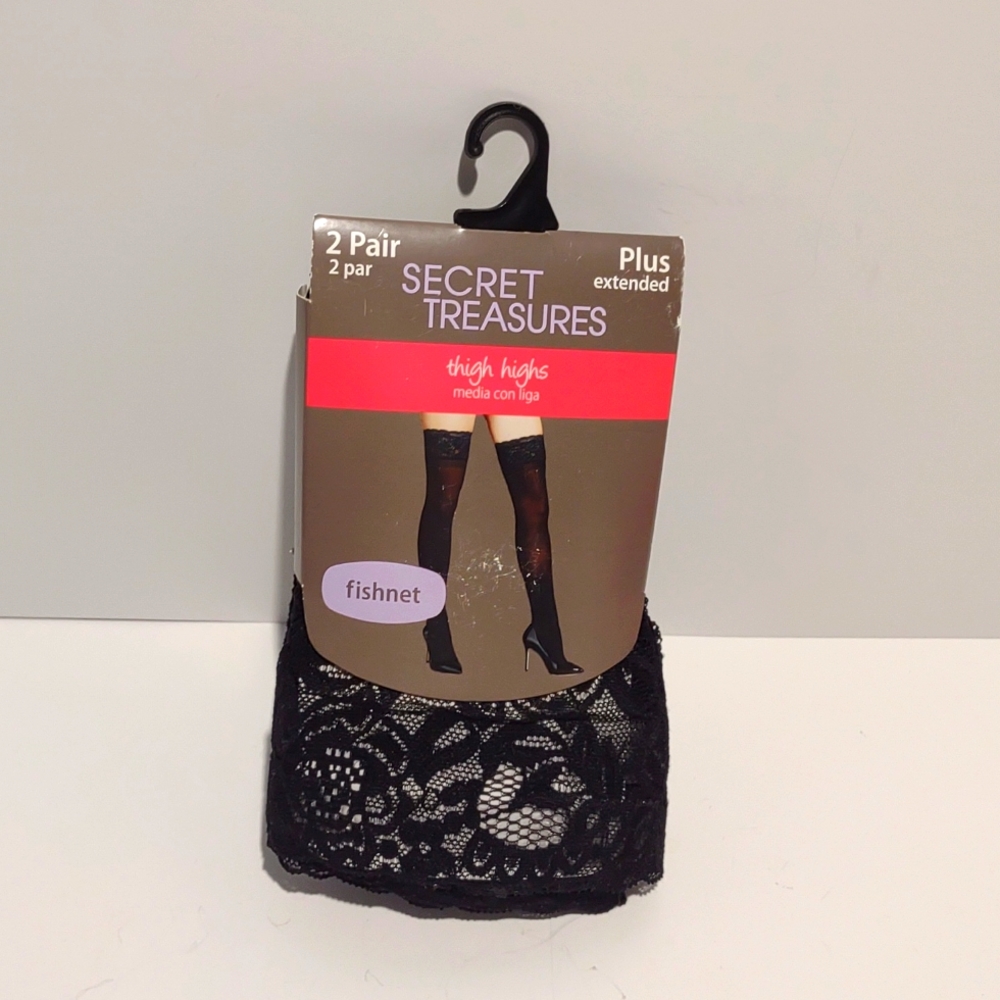 Secret Treasures Fishnet thigh highs. Size Plus extended. All Black
